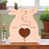 Personalized Wooden Bunny Family Puzzle | Family Keepsake