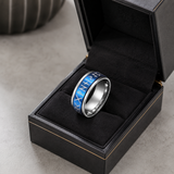 Glow In The Dark Viking Elder Futhark Rune Rotatable Spinner Stainless Steel Anxiety Relief Ring