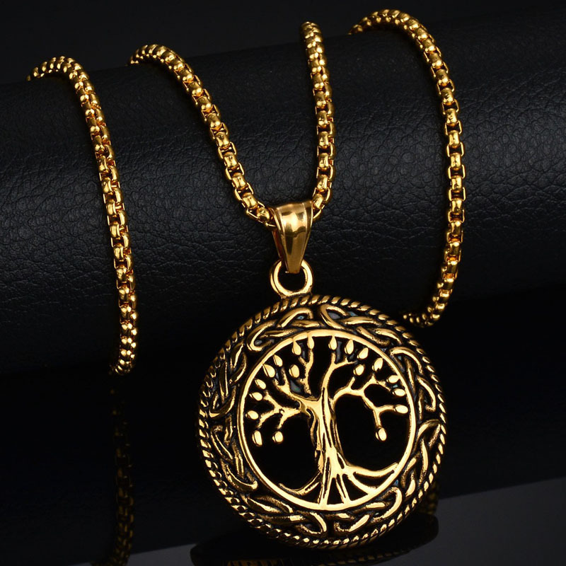Baum des Lebens Halskette Anhänger Edelstahl Schutz Lucky Talisman Keltischer Schmuck für Männer Frauen
