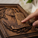 John 8:32 "The Truth Shall Set You Free" - Hand-Carved 3D Jesus Christ Plaque