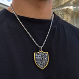 Two-Tone Armor of God Knight Shield Stainless Steel Necklace