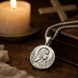 Virgin Mary Coin Necklace, 316L Titanium Steel Vintage Medal Pendant