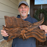 Eagle & Flag Wood Wall Plaque - Handcrafted American Heritage Tribute
