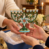 Hanukkah Hand-Painted Menorah: Illuminate the Jewish People's Covenant of Light with Artisan Brushstrokes