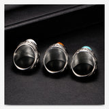 Stainless Steel Personalized Vintage Court Turquoise Titanium Ring