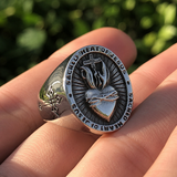 Sacred Heart of Jesus Ring – Silver-coloured stainless steel Christian emblem ring