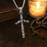 Vintage Thorn-Wrapped Cross Necklace – Christian Faith Pendant for Men and Women