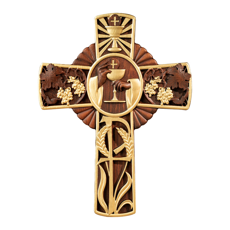 Holy Grail Wood Craving Cross-Handmade Religious Medal Gift