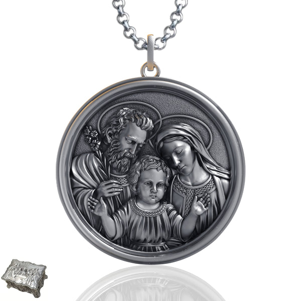 Holy Family S925K Sterling Silver Pendant Necklace