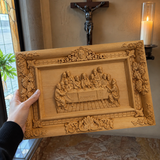 Hand-Carved Boxwood Last Supper Wall Art – Jesus & 12 Apostles Christian Relief Sculpture