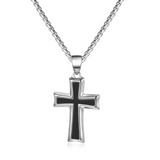 Silver & Black Textured Cross Necklace: A Stylish Fusion of Faith and Edge