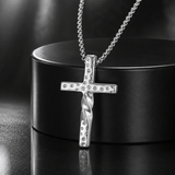 Twisted Hammered Textured Cross Pendant Necklace