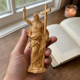 “He Is Risen” — Hand-Carved Boxwood Jesus Resurrection Statue | Symbol of Hope, Faith & New Life