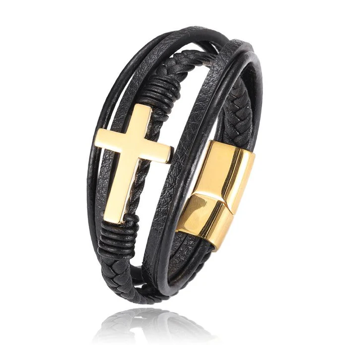 Handmade personalized cross bracelet in high quality leather