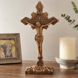 Wood carving of the Cross of the Order of Saint Benedict - with base