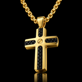 Braided Inlay Cross Necklace – Modern Christian Pendant for Men