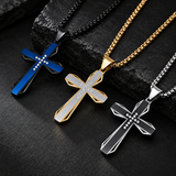 Brushed & Faceted Titanium Steel Cross Necklace – Modern Faith, Bold Devotion