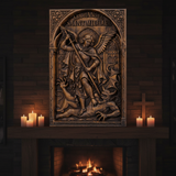 Hand-Carved Archangel Saint Michael Wood Wall Plaque | Catholic Home Decor | Christian Wall Art