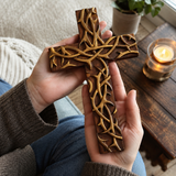 Hand-Carved Beechwood Crown of Thorns Wall Cross