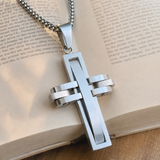 3D interlocking stainless steel cross necklace for daily Christian faith