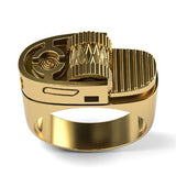 European and American punk style fashionable personalized lighter shape 18k gold plated ring