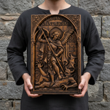 Hand-Carved Archangel Saint Michael Wood Wall Plaque | Catholic Home Decor | Christian Wall Art