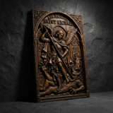 Hand-Carved Archangel Saint Michael Wood Wall Plaque | Catholic Home Decor | Christian Wall Art