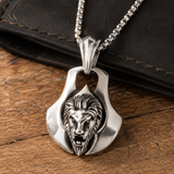 Men’s 3D Lion Head Shield Stainless Steel Vintage Necklace