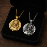 Crown of Thorns Jesus Double‑Sided Medallion Necklace, Stainless Steel Sacred Heart Pendant for Men Product Parameters