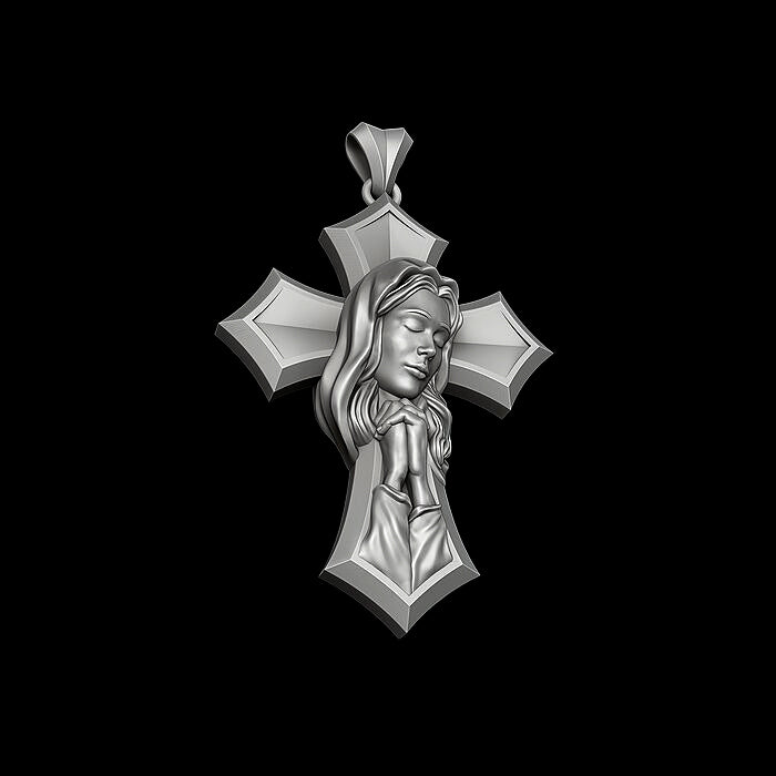 Crucifixion Prayer Necklace Madonna Prayer S925K Silver Necklace