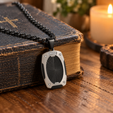 Radiant Shield Pendant Necklace – Titanium Steel Faith-Inspired Men's Necklac