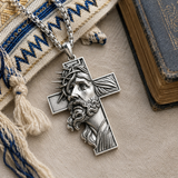 S925 Sterling Silver Jesus Crown of Thorns Cross Pendant – Christian Faith Necklace