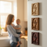 Archangel Michael Hand-Carved Wood Refrigerator Magnet | 4 Sacred Wood Tones