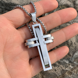 3D Interlocking Stainless Steel Cross Necklace
