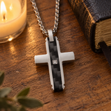 Modern Carbon Fiber Cross Necklace – A Bold Symbol of Faith & Strength