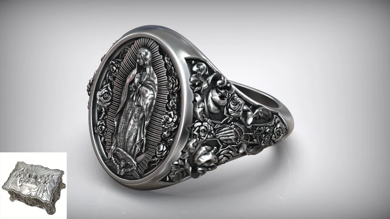S925K Silver Our Lady of Guadalupe Ring