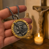 Two-Tone St. Michael Archangel Protection Medal Stainless Steel Necklace