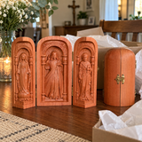 Hand-Carved Travel Triptych Altar: The Holy Family at Your Side