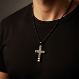Black Gold Cross - Worn Black Tshirt