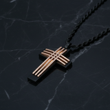 Black Rose Gold Cross - Black Marble