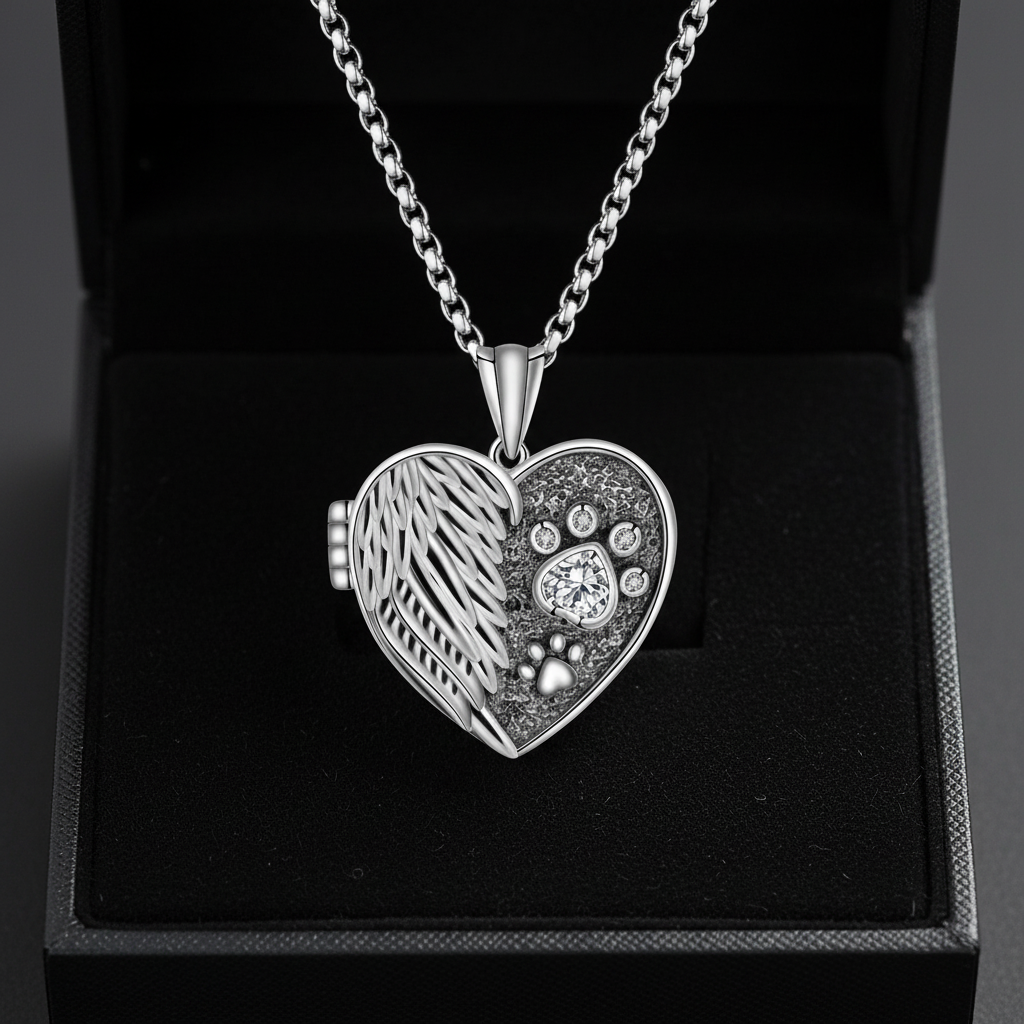 Heart Locket Dog Paw Necklace – Forever Hold Your Pet's Memory Clos ...