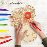 Mother's Day Wooden Flower Card DIY Craft Kit | Paint an Everlasting Bouquet of Love for Mom