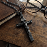 Jesus Crucifixion S925K Silver Crucifix Pendant- with 5mm Titanium Cuban Chain