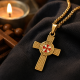 Knights Templar Celtic Knot Cross Necklace for Men, Red Enamel Templar Symbol Stainless Steel Pendant Product Parameters