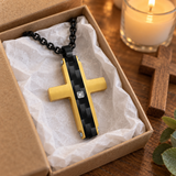 Modern Carbon Fiber Cross Necklace – A Bold Symbol of Faith & Strength
