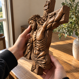 Hand-Carved Beech Wood Crucifix – Jesus Christ Wall Cross