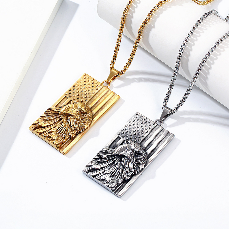 American Flag Bald Eagle Flag Necklace
