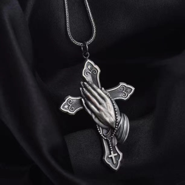 2023 Newest Pure Pewter Prayer Hand Necklace - Pray Anytime, Anywhere