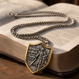 Two-Tone Armor of God Knight Shield Stainless Steel Necklace