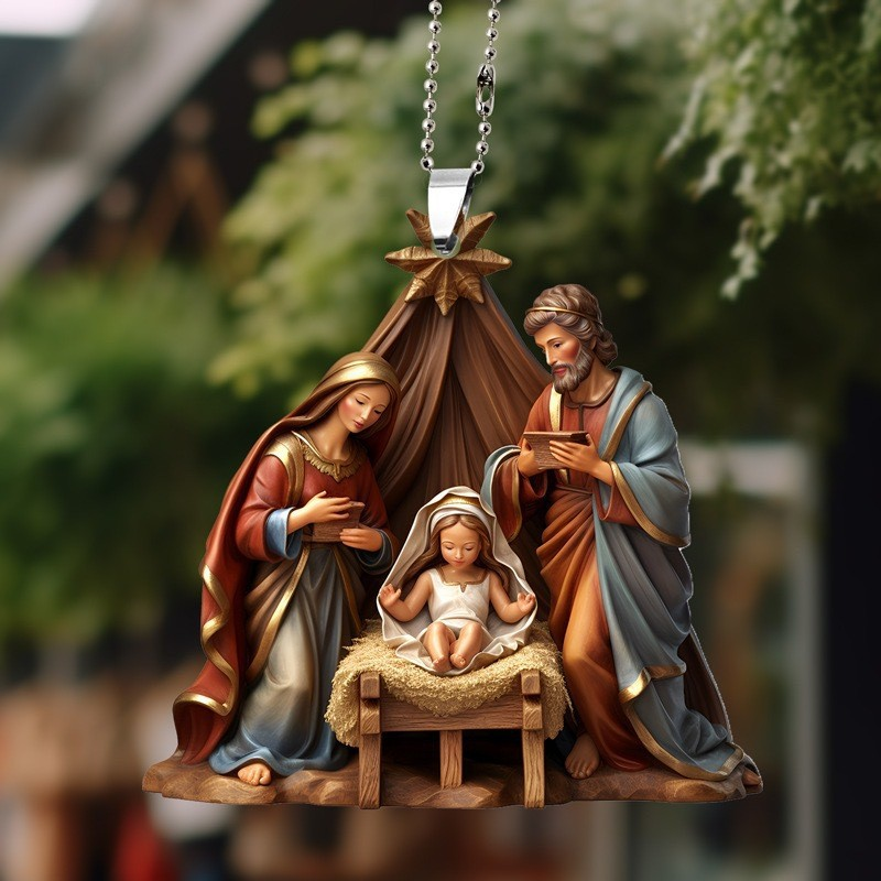 7 Styles Nativity Scene Acrylic Pendants | Christian Christmas Decor for Car Rearview Mirror, Backpack & More